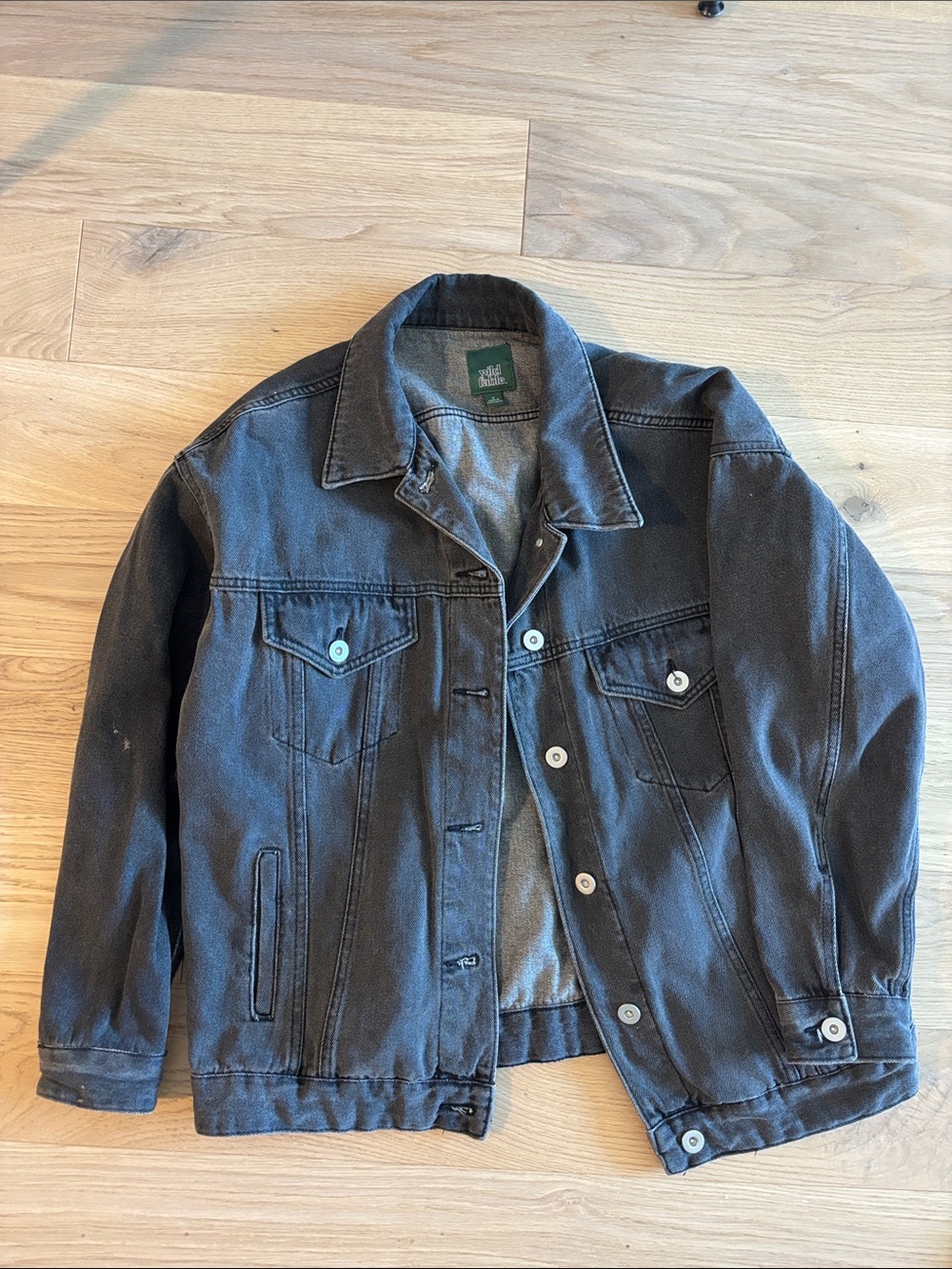 wild fable distressed black/grey denim jacket